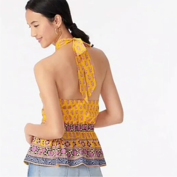 J. Crew Halter Peplum Top in Sunny Block Floral Paisley Print NWT Size Small - Picture 3 of 5